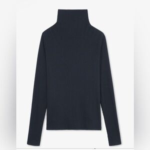 MM LA FLEUR Axam Pima cotton ribbed thin layering turtleneck, black, size large